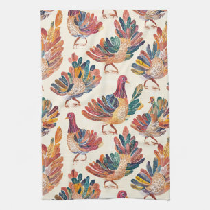 Whimwaterkleurkalkoen – Herfst Thanksgiving Theedoek