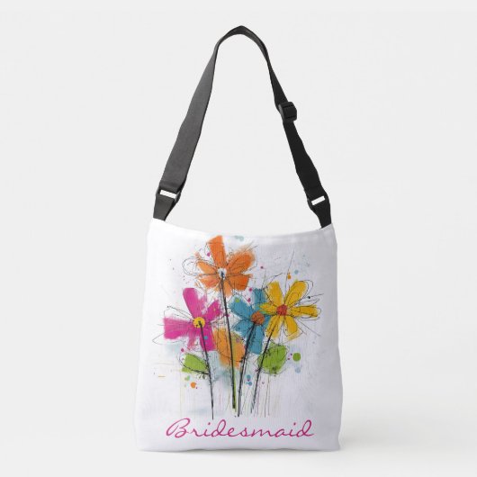 Whimwaterverf Wilde Bloem Bruidsmeisje Crossbody Tas (Voorkant)