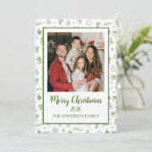 Whimwhams Hand Getekende Doodle Groen Feestdagenkaart (Staand voorkant)