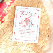 Whimwhams Handgetekende Pizza- en wijnbruidsbadfee Bedankkaart