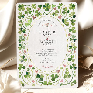 Whimwhams Lucky Clover & Hearts Waterverf Bruiloft Kaart