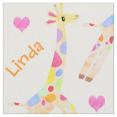 Whimwhams op maat Naam- en Giraffeprint Stof (Close Up)