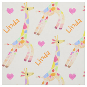 Whimwhams op maat Naam- en Giraffeprint Stof