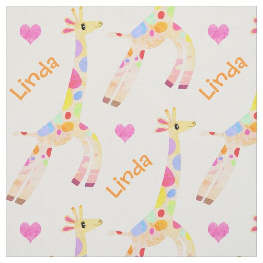 Whimwhams op maat Naam- en Giraffeprint Stof (Swatch)
