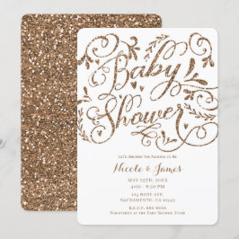 Whimwhams Roze Gouden Glitter Lettering Baby Showe Kaart