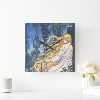 Whimwhams Sprookjesachtige Vintage Rapunzel Art No Vierkante Klok