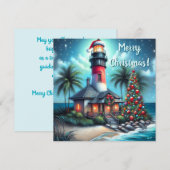 Whimwhams Tropische Kerstvuurtoren Blauwgroen Rood Feestdagenkaart (Voorkant / Achterkant)