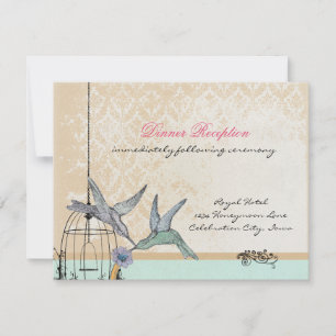 Whimwhams Vintage Vogelkooi Huwelijksreceptiekaart Kaart