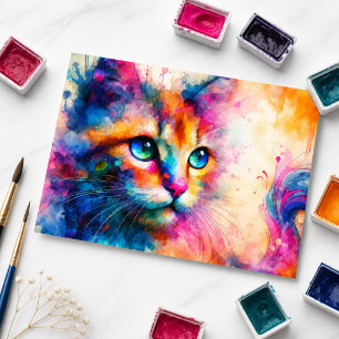 Whimwhams watercolor katportret   briefkaart