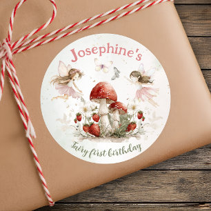 whimwhische tuinfairy eerste verjaardag meisje ronde sticker