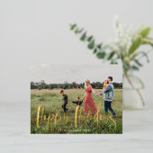 whimyscript script foto blij met betaalpas folie uitnodiging briefkaart (Staand Voorkant)