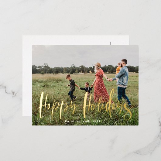 whimyscript script foto blij met betaalpas folie uitnodiging briefkaart (Voorkant / Achterkant)