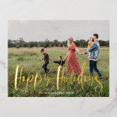 whimyscript script foto blij met betaalpas folie uitnodiging briefkaart (Voorkant)