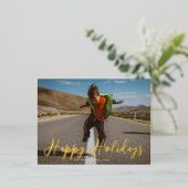 whimyscript script foto blij met betaalpas folie uitnodiging briefkaart (Staand Voorkant)