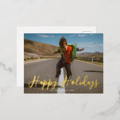 whimyscript script foto blij met betaalpas folie uitnodiging briefkaart (Voorkant / Achterkant)