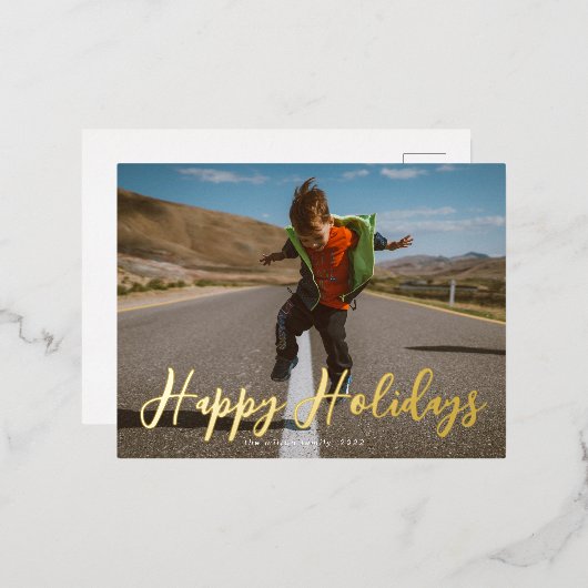 whimyscript script foto blij met betaalpas folie uitnodiging briefkaart (Voorkant / Achterkant)