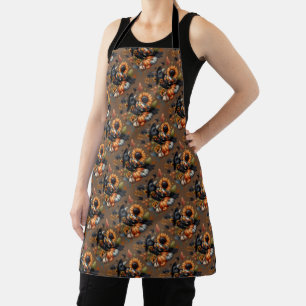 Whimzische Kraai met Pompoenen en Zonnebloemen Schort