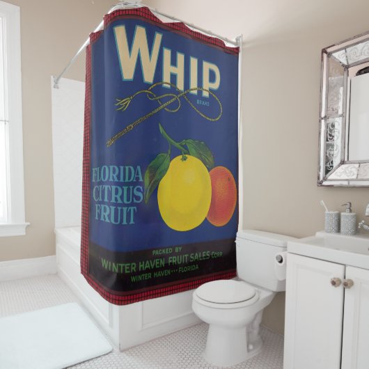  Whip Citrus Fruit Label Douchegordijn (In situ)