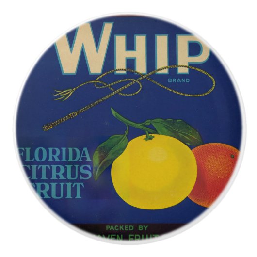  Whip Citrus Fruit Label Keramische Knop (Voorkant)