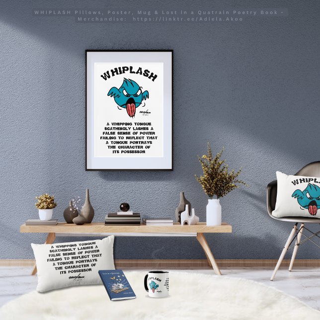 WHIPLASH Sierkussennen van Adiela Akoo - wit Kussen (Whiplash Pillows, Poster, Mug & Lost in a Quatrain Poetry Book by Poet Adiela Akoo. Get yours now!)