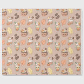 Whipped Autumn Drinks & Leaves Pattern Cadeaupapier (Vlak)