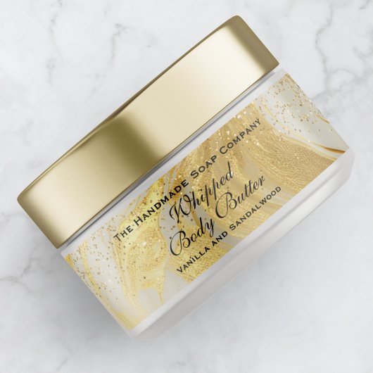 Whipped Body Butter Ivoor Goud Glitter Pot Label