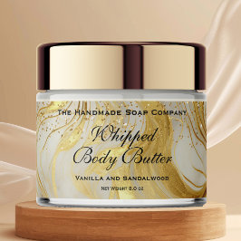 Whipped Body Butter Jar Label Ivory Gold Glitter Waterfles Etiket