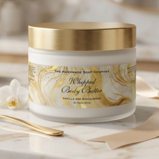 Whipped Body Butter Pot Label Ivoor Goud Glitter Waterfles Etiket