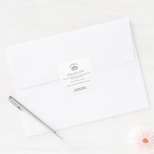 Whipped Cream Bakery Ingredient Minimalist Vierkante Sticker (Envelop)