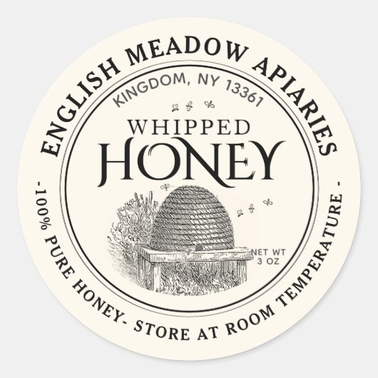 Whipped Honey Label met bewaarinstructies (Voorkant)