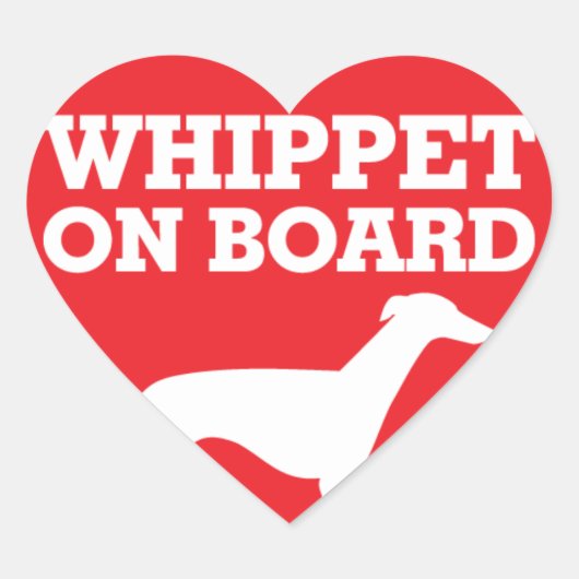 Whippet aan boord hart sticker (Voorkant)