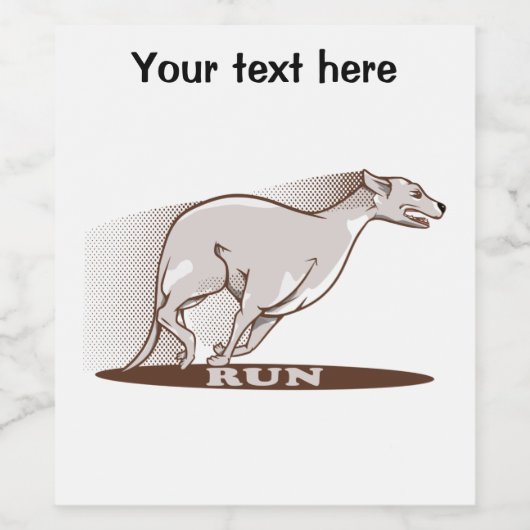 Whippet aan het lopen wijn etiket (Enkel label)