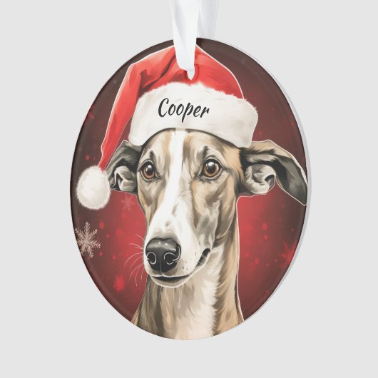 Whippet Aangepaste Kerst Ornament (voorkant)