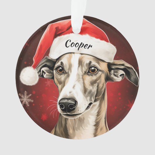 Whippet Aangepaste Kerst Ornament (voorkant)