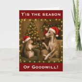 Whippet and Squirrel Christmas greetings card Kaart (Voorkant)