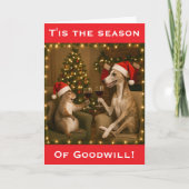 Whippet and Squirrel Christmas greetings card Kaart (Voorkant)