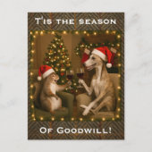 Whippet and Squirrel Christmas greetings postcard Briefkaart (Voorkant)