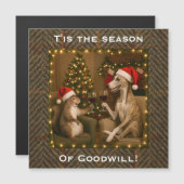 Whippet and Squirrel Christmas magnetic card (Voorkant / Achterkant)