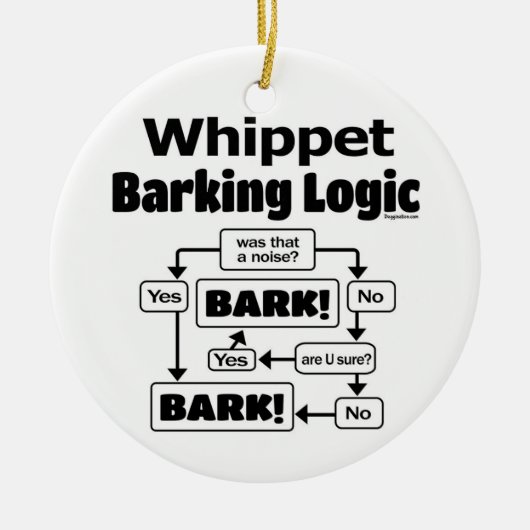 Whippet Barking Logic Keramisch Ornament (Voorkant)