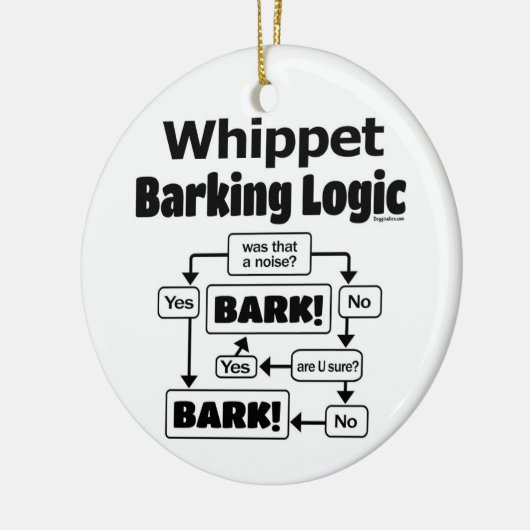 Whippet Barking Logic Keramisch Ornament (Links)