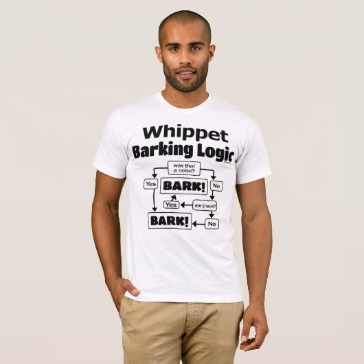 Whippet Barking Logic T-shirt (Voorkant volledig)
