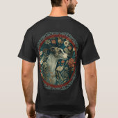 Whippet Brindle en Witte William Morris Bloem T-shirt (Achterkant)