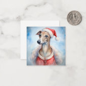 Whippet Christmas Kaart - Feestelijke feestdag Notitiekaartje (Voorkant / Achterkant in situ)
