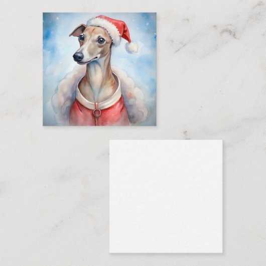 Whippet Christmas Kaart - Feestelijke feestdag Notitiekaartje (Voorkant / Achterkant)