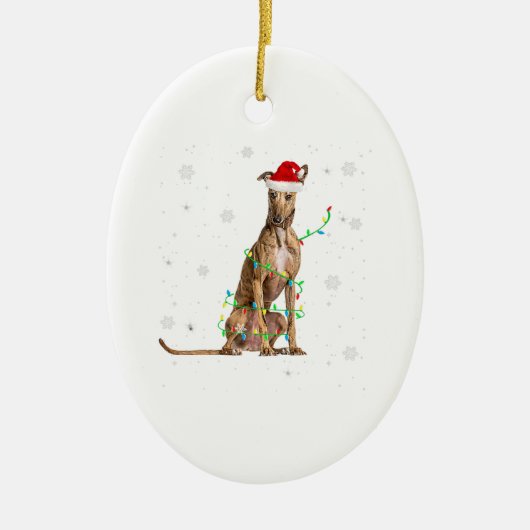 Whippet Christmas Light Cute Santa Whippet Xmas Keramisch Ornament (Voorkant)