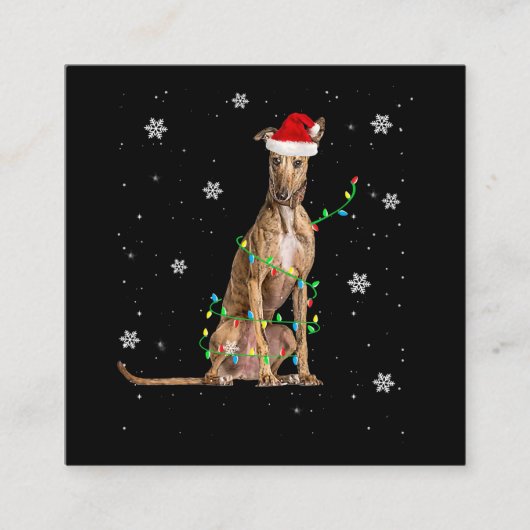 Whippet Christmas Light Cute Santa Whippet Xmas Vierkante Visitekaartje (Voorkant)