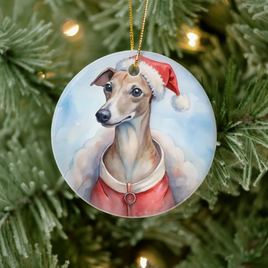 Whippet Christmas Ornament - Festive Holiday (Boom)