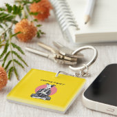 Whippet Coffee Time – Eigenzinnige Vintage Hond Sleutelhanger (Voorkant Rechts)