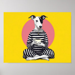 Whippet Coffee Time – Excentrieke Vintage Hond Poster