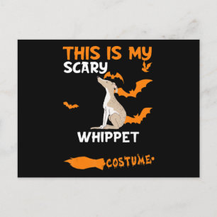 Whippet Costume Halloween Lazy Scary Dog T-Shirt Aankondigingskaart